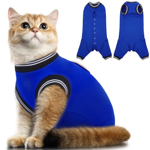 T'CHAQUE Katzen-Operationsanzug für weibliche Männer, Katzen-Einteiler für Katzen nach Operationen, Anti-Leck-Pyjama, Bauch-Wundheilung, E-Halsband-Alternative, Spay/Neuter-Erholungskleidung von T'CHAQUE