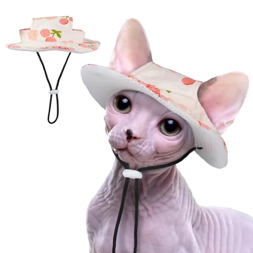 T'CHAQUE Katzenhüte nur für Katzen, Haustierhut mit Ohrloch, Mini-Sombrero-Hüte, Outdoor-Sonnenschutz, Katzengeburtstagshüte, Kätzchen-Hut, Chihuahua-Kappe, Katzen-Outfits, Party-Dekorationen, Rosa, M von T'CHAQUE