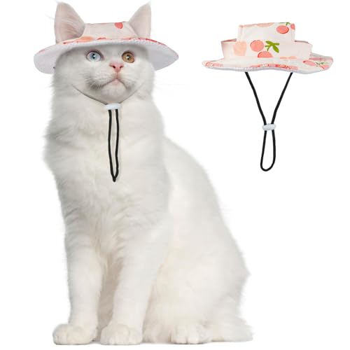 T'CHAQUE Katzenhüte nur für Katzen, Haustierhut mit Ohrloch, Mini-Sombrero-Hüte, Outdoor-Sonnenschutz, Katzengeburtstagshüte, Kätzchen-Hut, Chihuahua-Kappe, Katzen-Outfits, Party-Dekorationen, Rosa, M von T'CHAQUE