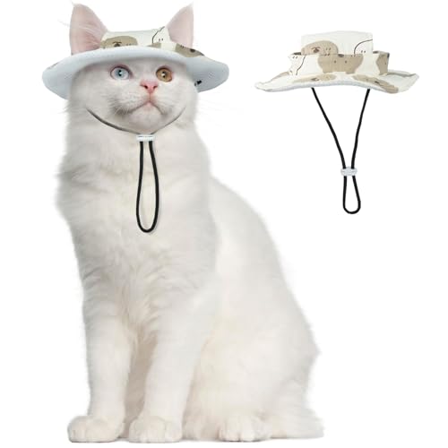 T'CHAQUE Katzenhüte nur für Katzen, Katzen-Sonnenhut mit Ohrlöchern, Mini-Sombrero für Kätzchen, atmungsaktive Sommerkappe, Sonnenschutz im Freien, Geburtstagsparty-Kostüm, passend für Katzen und von T'CHAQUE