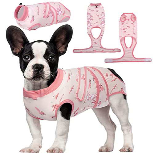 T'CHAQUE Snuggly Recovery Suit for Dogs After Surgery, Abdominal Wunds E-Collar/Cone Alternative, Anti-Lecken Dog Onesies for Female Male Pet, Cat Recovery Shirts Puppy Surgical Clothes, Pink S von T'CHAQUE