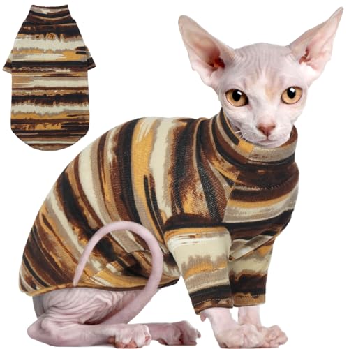 T'CHAQUE Sphynx Kleidung, Katzenkleidung für haarlose Katzen, dehnbare Pullover-Shirts, weiche Pullover für Sphynx, Cornish Rex und Devon Rex, gemütlicher Schlafanzug für haarlose Rassen, Gelb, XXL T'CHAQUE Sphynx Kleidung, Katzenkleidung für haarlose Katzen, dehnbare Pullover-Shirts, weiche Pullover für Sphynx, Cornish Rex und Devon Rex, gemütlicher Schlafanzug für haarlose Rassen, Gelb, XXL von T'CHAQUE
