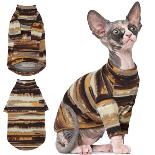 T'CHAQUE Sphynx Kleidung, Katzenkleidung für haarlose Katzen, dehnbare Pullover-Shirts, weiche Pullover für Sphynx, Cornish Rex und Devon Rex, gemütlicher Schlafanzug für haarlose Rassen, Gelb, M T'CHAQUE Sphynx Kleidung, Katzenkleidung für haarlose Katzen, dehnbare Pullover-Shirts, weiche Pullover für Sphynx, Cornish Rex und Devon Rex, gemütlicher Schlafanzug für haarlose Rassen, Gelb, M von T'CHAQUE