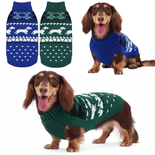 Ultraweicher und thermischer Weihnachtsdackelpullover, Herbst-/Winterpullover, Rollkragenpullover, gestrickter Mini-Dackelpullover, kleine Hundekleidung für Mädchen und Jungen, gemütliches Ultraweicher und thermischer Weihnachtsdackelpullover, Herbst-/Winterpullover, Rollkragenpullover, gestrickter Mini-Dackelpullover, kleine Hundekleidung für Mädchen und Jungen, gemütliches von T'CHAQUE