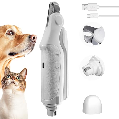 TABKSOLA 2 in 1 krallenschleifer für Hunde und Schneider für Große, Mittelgroße, Kleine Hunde und Katzen, Leiser Betrieb, Sicherer Schutz, USB Aufladung (weiß) von TABKSOLA