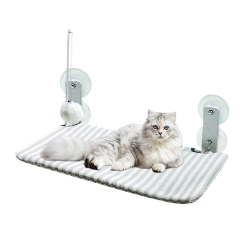 Katzen-Fensterhängematte | atmungsaktive schnurlose Katzenfensterstange | faltbare, abnehmbare, schnurlose Polsterliege für den Nachttisch im Baldachin Kätzchen von TABSIRAH