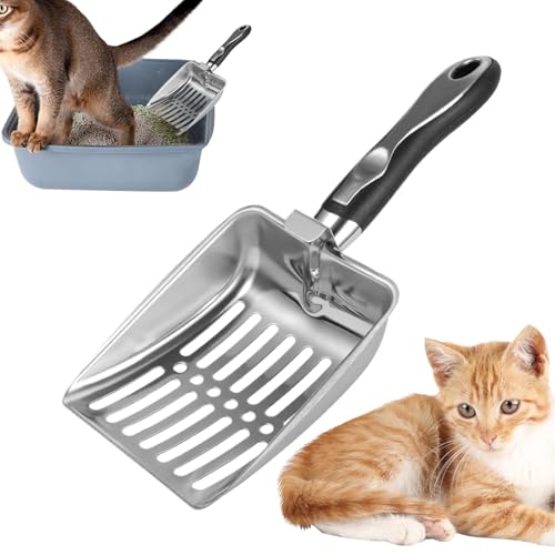 Katzenstreuschaufel – Edelstahl-Katzentoilettenschaufel | Metall mittlere Katzenstreuschaufel | robuste Metallkotschaufel, ergonomischer langer Griff, Katzenabfallsieb | Tiefe Schaufel Katzenstreuschaufel – Edelstahl-Katzentoilettenschaufel | Metall mittlere Katzenstreuschaufel | robuste Metallkotschaufel, ergonomischer langer Griff, Katzenabfallsieb | Tiefe Schaufel von TABSIRAH
