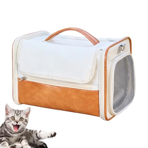 Katzentragetasche | Katzentransportträger | Atmungsaktiver Netzstoff Hundetransportkoffer für Welpen Kleintiere Kätzchen Frettchen Kaninchen von TABSIRAH
