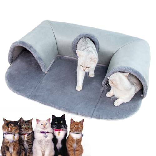 Katzentunnelbett, abnehmbare U-förmige Katzenhöhle, faltbare Plüsch-Katzen-Couch, waschbares saisonales Katzennest, interaktiver Tunnel mit hängendem Ball, gemütliches Haustier für Kätzchen und Katzen von TABSIRAH