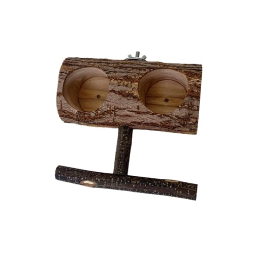 Sittich-Futterstation mit Sitzstange, 295 g, Vogelfutterschale, Doppelschlitz, Futterspender, Krallenschleifständer für den Innenbereich von TABSIRAH