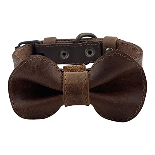Taco Dog, Hundehalsband mit Fliege aus Leder für kleine Hunde oder Welpen, aus Vollnarbenleder, verstellbar mit 8 Löchern, D-Ring und Metallschnalle, niedliches, stilvolles Haustierzubehör, ideal für Taco Dog, Hundehalsband mit Fliege aus Leder für kleine Hunde oder Welpen, aus Vollnarbenleder, verstellbar mit 8 Löchern, D-Ring und Metallschnalle, niedliches, stilvolles Haustierzubehör, ideal für von TACO DOG