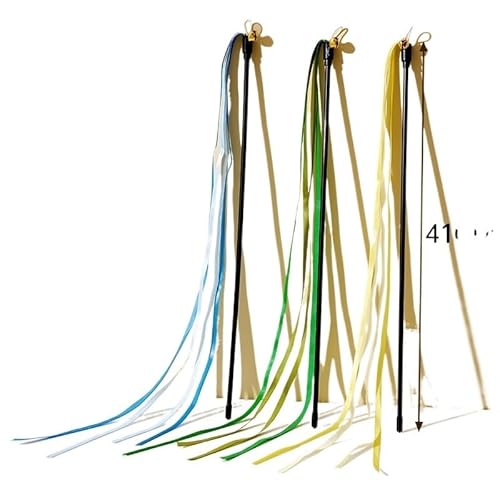 Interaktives Katzenspielzeug aus Satinband, Glocke, Katzenstab, Spielzeug, Kätzchen, Spielstab, Spielzeug, Katzenzubehör, Katzenspielzeug (2) von TADSFVC