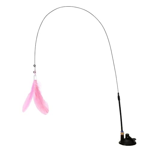 Katzenspielzeug, neckender Katzenstab, interaktives Spielzeug, Kätzchenfedern, Zauberstab mit Glocke, Saugnapf, Spielzeug, Spielen mit Katzen, Haustierzubehör katzenspielzeug maus(Strong Pink) von TADSFVC