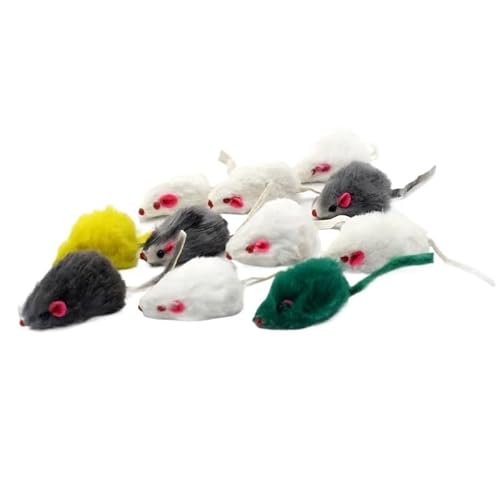 Pawstrip Kaninchenfell Falsche Maus Haustier Katzenspielzeug Feder Regenbogen Ball Spielzeug Lustiges Spielspielzeug for Katzen Kätzchen Fisch Katzenspielzeug katzenspielzeug maus(Style B Random color von TADSFVC