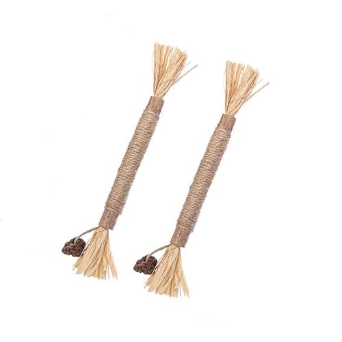 TADSFVC Haustier Katze Molar Stick Spielzeug Holz Polygonum Stick Lafite Gras Hanf Seil Katze Necken Stick Kätzchen Saubere Zähne Kauspielzeug katzenspielzeug Maus(2 PCS) von TADSFVC