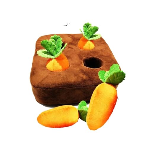 TADSFVC Interaktives Hundespielzeug Karotten-Schnüffelmatte for Hunde Plüsch-Puzzle-Spielzeug rutschfeste Nasenarbeit Futterspiele Haustier Stressabbau katzenspielzeug Maus(22x22cm 4 Carrots) von TADSFVC