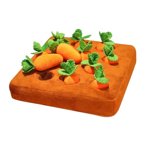 TADSFVC Interaktives Hundespielzeug Karotten-Schnüffelmatte for Hunde Plüsch-Puzzle-Spielzeug rutschfeste Nasenarbeit Futterspiele Haustier Stressabbau katzenspielzeug Maus(35x35cm 12 Carrots) von TADSFVC