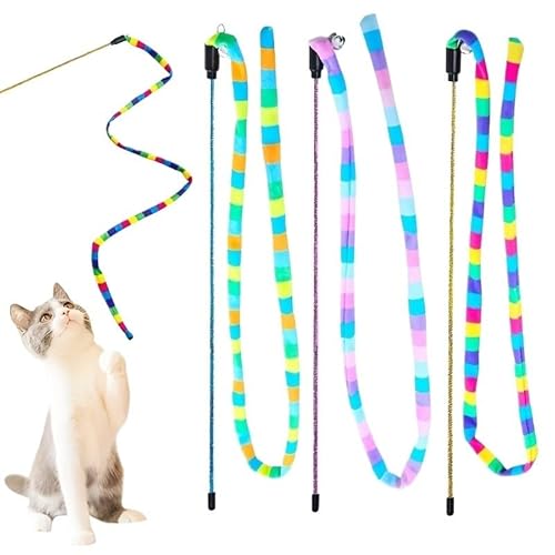 TADSFVC Katzenstab-Spielzeug, Regenbogen, Kratzen, doppelseitig, Katzen-Teaser-Stab, interaktives Stab-Spielzeug, spielerisches Jagen, Kratzstab-Spielzeug katzenspielzeug Maus(A) von TADSFVC