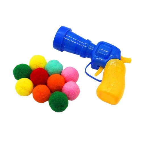 TADSFVC Lustiges Katzenspielzeug, Stretch-Plüschball, Mini-Schießspiele, interaktives Starttrainingsspielzeug for Haustiere, Kätzchen, Katzen, Pom-Pom-Bälle katzenspielzeug Maus(10 Balls 1 Shooter) von TADSFVC