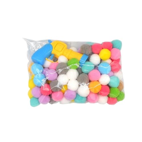 TADSFVC Lustiges Katzenspielzeug, Stretch-Plüschball, Mini-Schießspiele, interaktives Starttrainingsspielzeug for Haustiere, Kätzchen, Katzen, Pom-Pom-Bälle katzenspielzeug Maus(100 Balls 1 Shooter) von TADSFVC