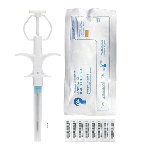 TAEING Mikrochips für Haustiere, 134,2 kHz, 1,4 x 8 mm, für Haustiere, Katzen, Hunde, Implantat-Kit für tierärztliche Behandlung, 10 Packungen von TAEING