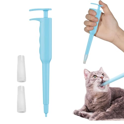 Katzentabletten Popper - Haustier Pillendosierer mit weicher Spitze für Katzen und Hunde, Einfache Tablettenspritze für Medikamente, Sicheres Oral Feeder Tool (Himmelblau) von TAGMEIU
