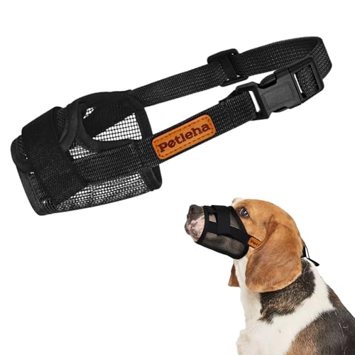Maulkorb für Hunde, atmungsaktives Netzgewebe, verstellbar, zur Verhinderung von Beißen, Kauen, Bellen, ermöglicht das Hecheln trinken, für mittelgroße und große Hunde, Schwarz, L von TAGMEIU