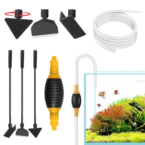 Multifunktionales Aquariumreiniger & Kiesreiniger Kit - Aquarium Siphon Vakuumpumpe mit 1 m Schlauch, Luftbirne & 2 Verschlusskappen, Aquarium-Reinigungsset für Wasserwechsel, Kiesreiniger Multifunktionales Aquariumreiniger & Kiesreiniger Kit - Aquarium Siphon Vakuumpumpe mit 1 m Schlauch, Luftbirne & 2 Verschlusskappen, Aquarium-Reinigungsset für Wasserwechsel, Kiesreiniger von TAGMEIU