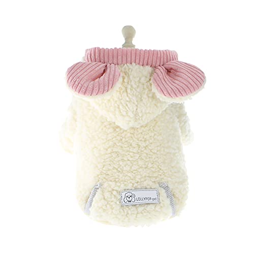 Hunde-Kapuzenpullover mit warmem Fleece-Futter für den Winter, kleine Hundejacke, Welpenmäntel mit Kapuze, Größe S, Weiß Hunde-Kapuzenpullover mit warmem Fleece-Futter für den Winter, kleine Hundejacke, Welpenmäntel mit Kapuze, Größe S, Weiß von TAHUAON