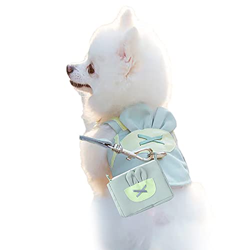 Hundegeschirr, niedlich, atmungsaktiv, mit Tasche, Haustierweste, leicht anzuziehen, klein, mittelgroß, für Hunde und Katzen (S, Minzgrün) von TAHUAON