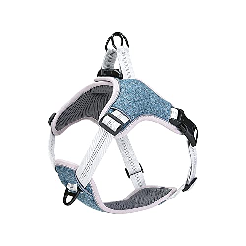 Hundegeschirr, reflektierend, verstellbar, ausbruchsicher, für mittelgroße und große Hunde, Größe M, Blau Hundegeschirr, reflektierend, verstellbar, ausbruchsicher, für mittelgroße und große Hunde, Größe M, Blau von TAHUAON