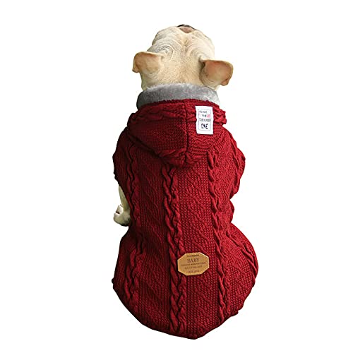 Hundepullover für Hunde, Strickware, Pullover, Weste, Winter, bequem, für kleine, mittelgroße und große Hunde (XXL, rot) von TAHUAON