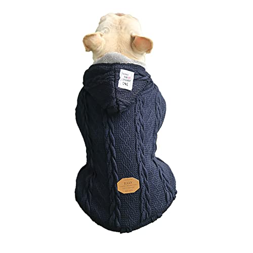 Hundepullover für den Winter, bequem, für kleine, mittelgroße und große Hunde (Größe L, Marineblau) von TAHUAON