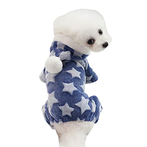 Kleiner Hundepullover für den Winter, warmer Strickpullover, Welpen-Kleidung, weiche Baumwolle, für Chihuahua, Hundejacke, Bekleidung für Hunde, Mädchen, Jungen, Blau, M von TAHUAON