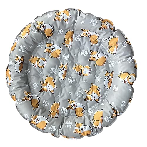 TAHUAON Kühlendes Hundebett, weiches Sommer-Eis-Haustier-Pad-Kissen für kleine Hunde, rund, atmungsaktive Matte mit Bezug und unterem Rücken, waschbar, Spielzeugwelpe, 70 cm, Farbe 3 von TAHUAON