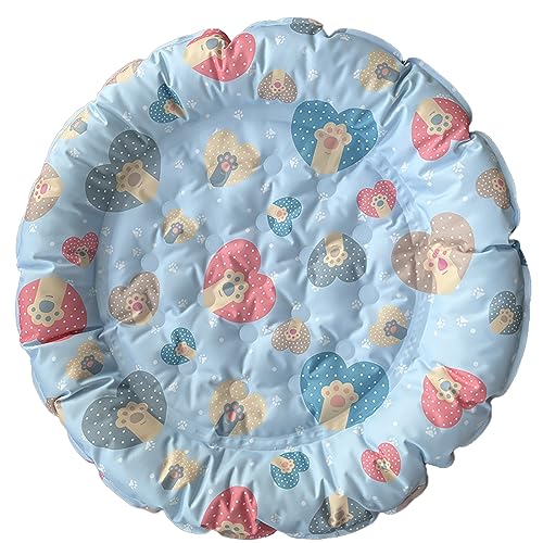 TAHUAON Kühlendes Hundebett, weiches Sommer-Eis-Haustierkissen für kleine Hunde, rund, atmungsaktive Matte mit Bezug und unterem Rücken, waschbar, Spielzeugwelpe, 40 cm, Farbe 1 von TAHUAON