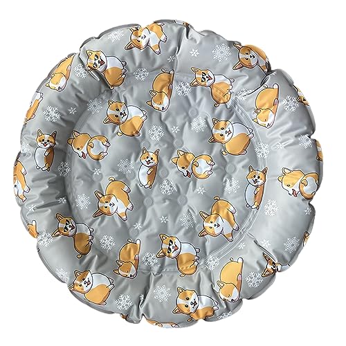 TAHUAON Kühlendes Hundebett, weiches Sommer-Eis-Haustierkissen für kleine Hunde, rund, atmungsaktive Matte mit Bezug und unterem Rücken, waschbar, Spielzeugwelpe, 40 cm, Farbe 3 von TAHUAON