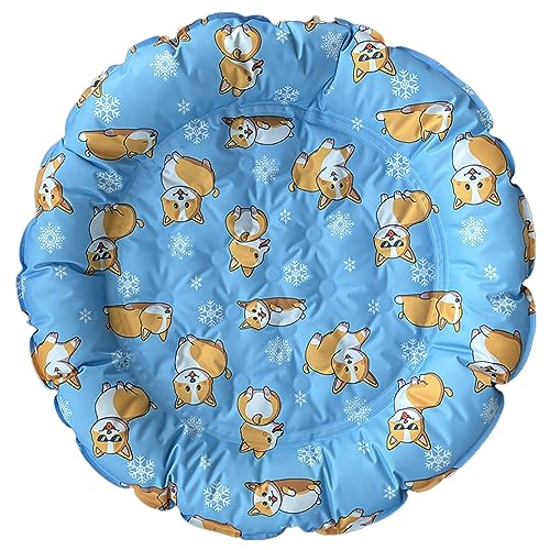 TAHUAON Kühlendes Hundebett, weiches Sommer-Eiskissen für kleine Hunde, rund, atmungsaktive Matte mit Bezug und unterem Rücken, waschbar, 40 cm, Farbe 2 von TAHUAON