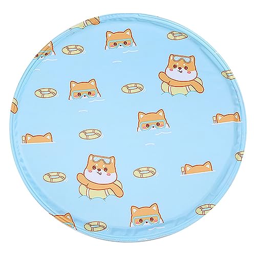 TAHUAON Kühlmatte für Hunde, Haustier, selbstkühlend, atmungsaktiv, rund, Kühlkissen, Sommer-Pad, Hundebett Katzennest-Kissen, für drinnen und draußen, Blau, 50 cm von TAHUAON
