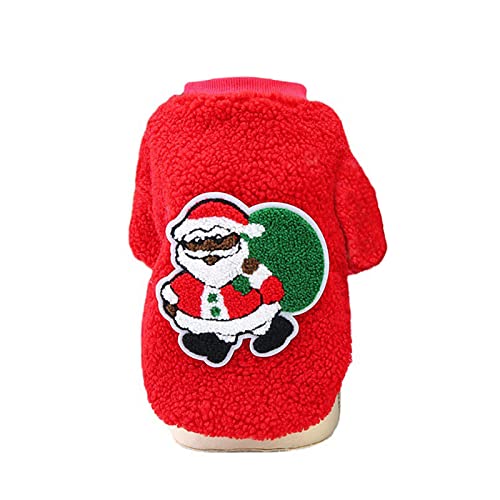 Weihnachten Outfit, Hund Weihnachten Kostüm Kleidung, Kostüme für Hunde Haustier Katze Weihnachten Party Festival Urlaub Outfit (M, Rot) von TAHUAON