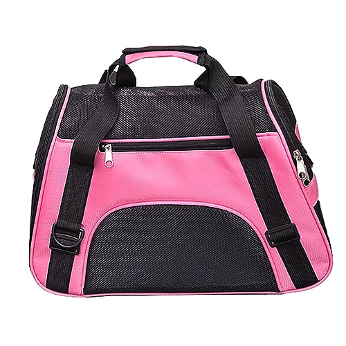 Welpentrage für kleine Hunde Katzentrage Tragbare Haustiertrage Reisetasche Faltbare Transporttasche für Hunde und Katzen mit Verriegelungs-Sicherheitsreißverschlüssen 【M Pink】 von TAHUAON