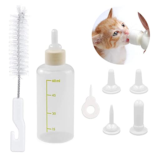 TAIHE Aufzuchtflasche Katze - 60ml Haustier Babyflasche Kit, Haltbares Silikon Milch Feeder Neugeborene Pet Welpen Katze Milch Fläschchen von TAIHE