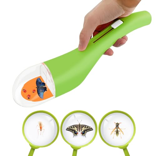 TAIHOBO Insektenfänger Innenbereich, Spinnenfänger Lebend Falle mit Lupe, Spinnenfalle Fliegenfänger, Geeignet für Kinder, um Insekten aus der Nähe zu Beobachten und dann erneut Freizulassen (Grün) von TAIHOBO