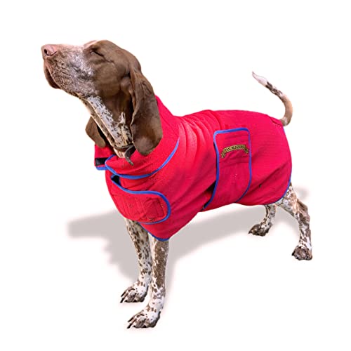TAIL BLAZERS Super saugfähiger Hunde-Trockenmantel Doppelschichtiges Mikrofaser-Handtuch Doggy Dry Robe Dicker und weicher Hundebademantel Abdeckung Ohren verstellbares Handtuch Morgenmantel für Bad von TAIL BLAZERS