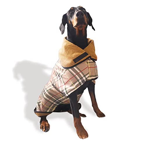 TAIL BLAZERS™ Hochwertiger Hunde-Trocknungsmantel hält den Hund nach dem Gehen, Regen oder einer Dusche warm. Hunde-Badetuch, trockenes Zubehör. Weiches, doppellagiges Mikrofaser-Handtuch für Haustiere. Maschinenwaschbar. (L/Beige/Druck) von TAIL BLAZERS