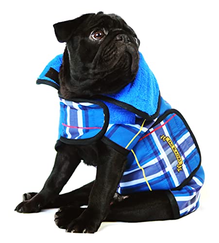 TAIL BLAZERS™ Hochwertiger Hunde-Trocknungsmantel hält den Hund nach dem Gehen, Regen oder einer Dusche warm. Hunde-Badetuch, trockenes Zubehör. Weiches, doppellagiges Mikrofaser-Handtuch für Haustiere. Maschinenwaschbar. (XL/Blau/Druck) von TAIL BLAZERS