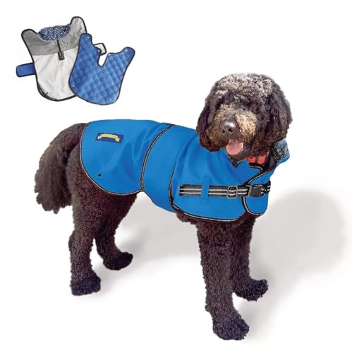 TAIL BLAZERS™ Hundemantel für alle Jahreszeiten, hochwertig, mit abnehmbarem Steppfutter, wasserdicht, winddicht, atmungsaktiv, verstellbar, Geschirrschlitz, 2-in-1 Hundejacke + Hundemantel (L) von TAIL BLAZERS