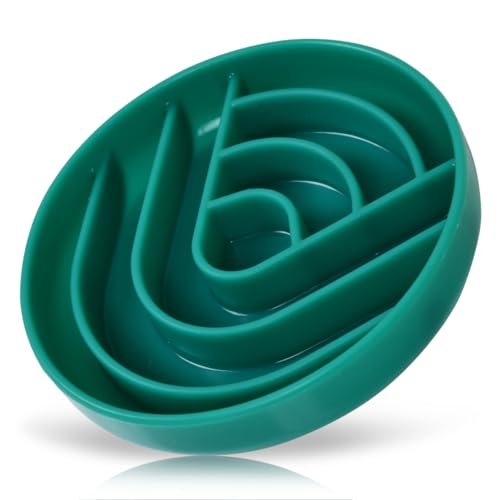Silikon Pet Slow Feeder Bowl - Slow Eating Dog Bowl with Suction Cup - Fun Dog Food Feed Bowl - Puppy Slow Down Eater - Sturdy Pet Feeding Bowl - Fun Dog Puzzle Bowls with Large Grooves (Green) von TAIL IT EASY