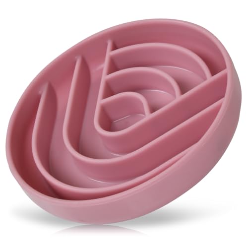 Silikon Pet Slow Feeder Bowl - Slow Eating Dog Bowl with Suction Cup - Fun Dog Food Feed Bowl - Puppy Slow Down Eater - Sturdy Pet Feeding Bowl - Fun Dog Puzzle Bowls with Large Grooves (Pink) von TAIL IT EASY