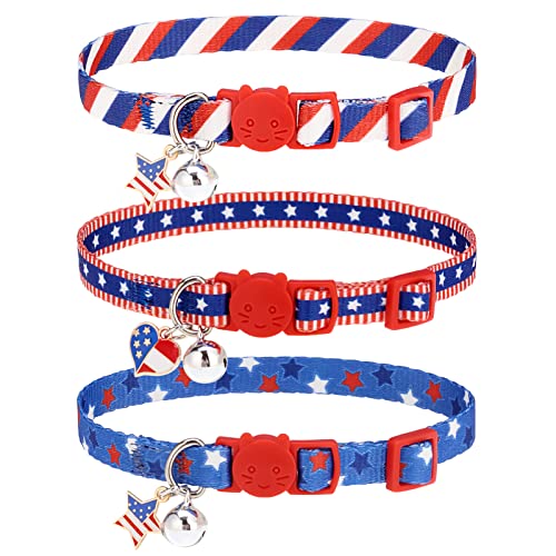TAILGOO Breakaway Katzenhalsbänder mit Glöckchen, amerikanische Flagge, Haustier-Halsband für Kätzchen, Welpen und kleine Haustiere, 3 Stück TAILGOO Breakaway Katzenhalsbänder mit Glöckchen, amerikanische Flagge, Haustier-Halsband für Kätzchen, Welpen und kleine Haustiere, 3 Stück von TAILGOO